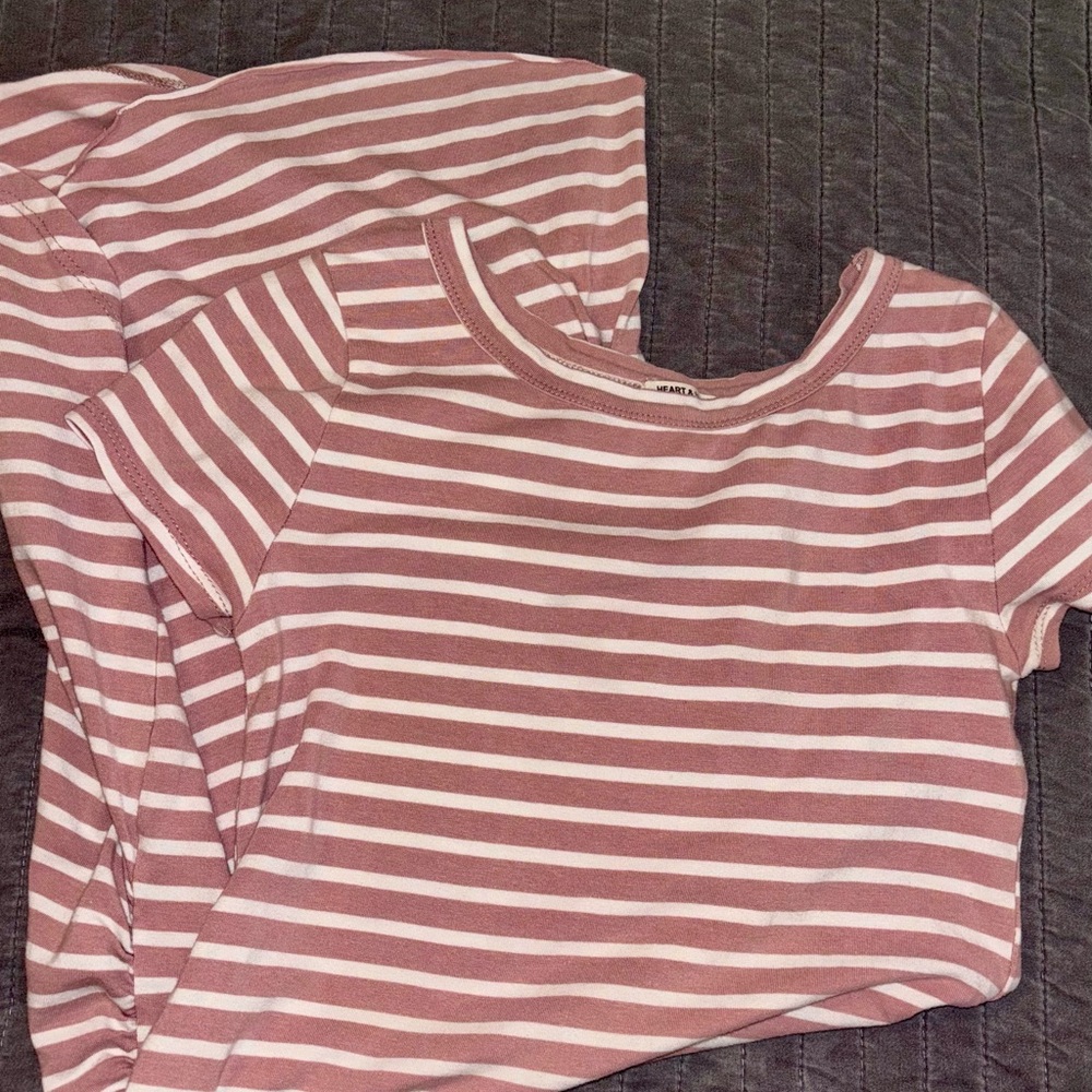 Heart Hips Pink and White Striped Top